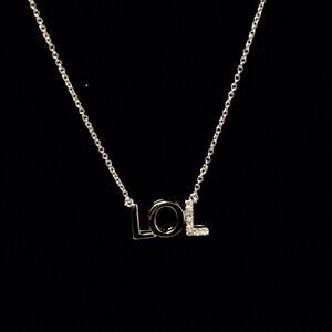 Lia Sophia Necklace‎ LOL Silver Tone Pendant Crystal Laughing Out Loud